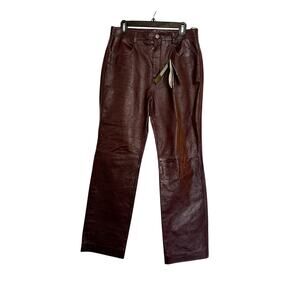 Gucci NWT Bordeaux Soft Calf Leather Pants